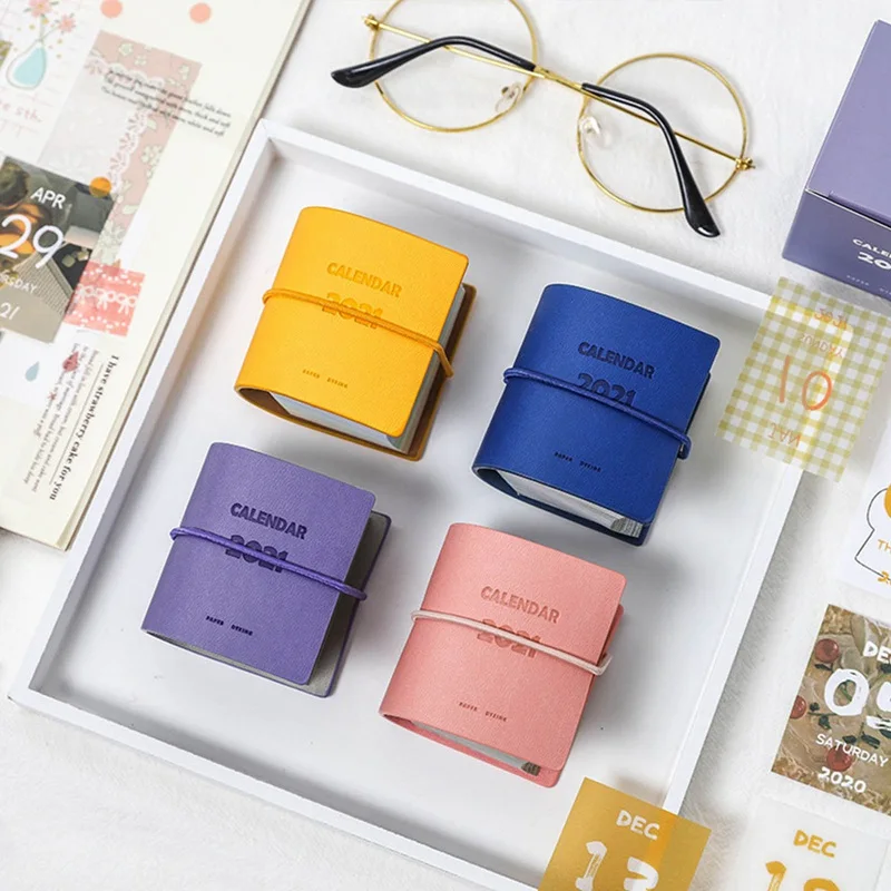 

2021 Mini Desktop Note Calendar Book Calendar Stickers Index Material Planner Calendar Stationery Journal Decorative Stickers