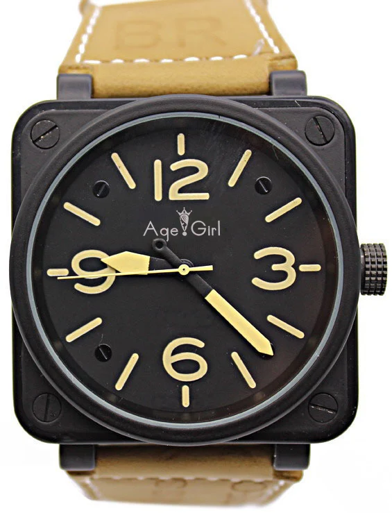 

Luxury Brand New Mens Stainless Steel Brown Leather Carbon Bell Watch PVD BR Automatic Mechanicl Self-wind Sport Dive Watches