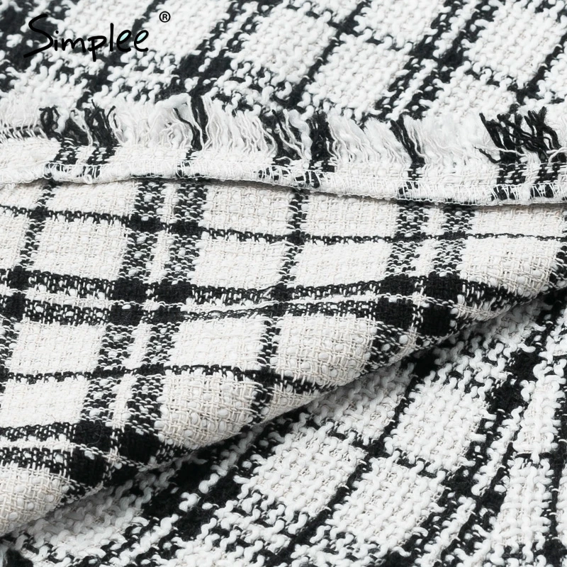 Simplee A-Line твидовый плед женский короткий юбка жилет Осень зима повседневная женская юбка ремень женская мини-юбка