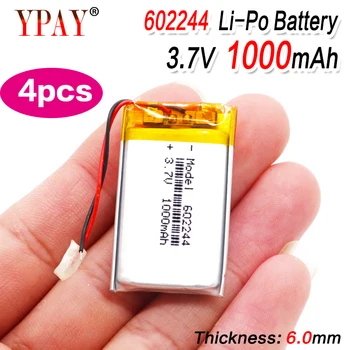 

4pcs Polymer battery 1000 mah 3.7 V 602244 smart home MP3 speakers Li-ion battery for dvd,GPS,mp3,mp4,mp5 cell phone,speaker
