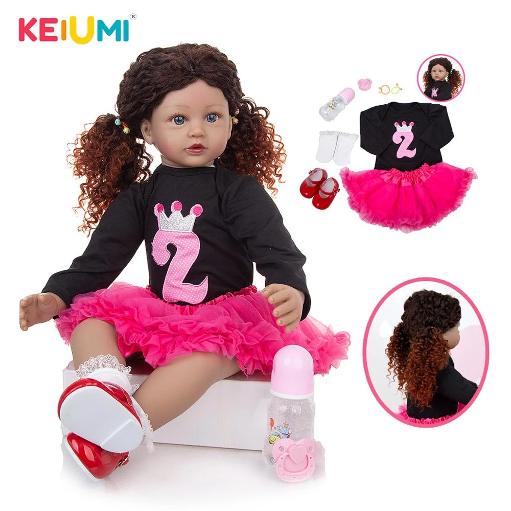 KAWAYII Black Reborn Baby Dolls 20 Inch Cute Smiling Realistic Newborn Baby Dolls Best Gift for Birthday… 