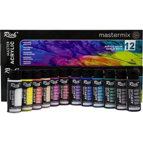 Rich Acrylic Paint 60 Ml Master Mix 12 PCs painter paint ceramic wood metal  glass surfaces uygulanabilir acrylic paint set - AliExpress