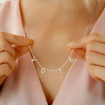 

Former First Lady Of The US Michelle Obama Wears The Same VOTE Necklace Jewelry Freedom Equality Stainless Steel