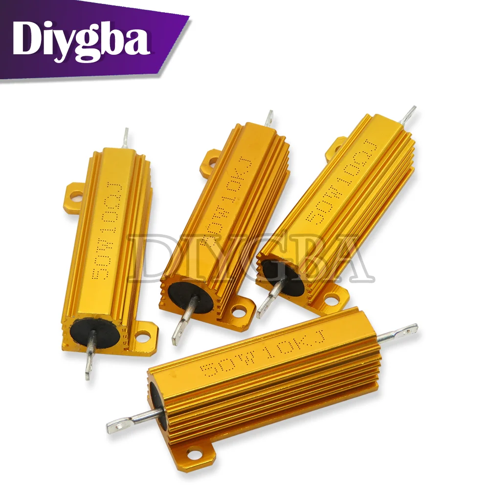 Wirewound Resistor 50W Aluminum Power Metal Shell Case 0.01~100K 1 2 3 5 6 8 10 100 150 1K 10K 100K ohm DIYGBA RX24