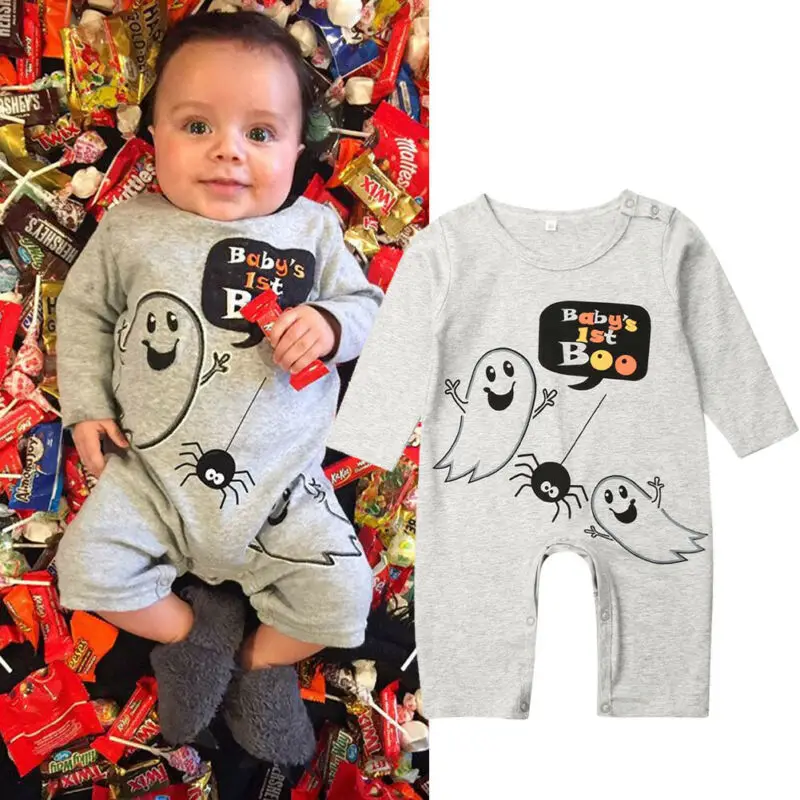 Emmababy Halloween Baby Boys Girls Ghost Overall Romper Jumpsuit Playsuit Outfits Costume