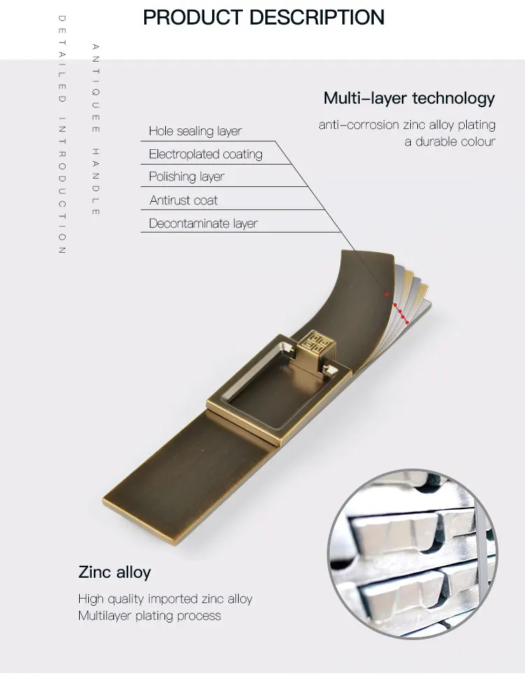 Античная бронзовая китайская Ручка для шкафа, винтажные ручки для ящиков, ручки для дверей шкафа, ручки для ящиков, ручки для мебели из сплава Zine