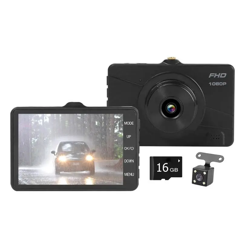 V08 3,6 дюймовый ЖК-экран Автомобильный видеорегистратор Камера HD Dashcam циклическая запись цифровой видеорегистратор - Название цвета: WIth 16GB TF Card