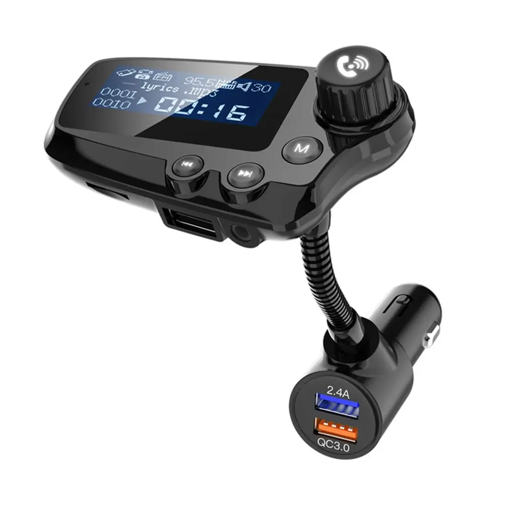 Bluetooth V5.0 беспроводной FM модулятор подключение 2 телефона Автомобильный mp3 плеер 3,5 мм AUX play поддержка TF usb флешка музыка