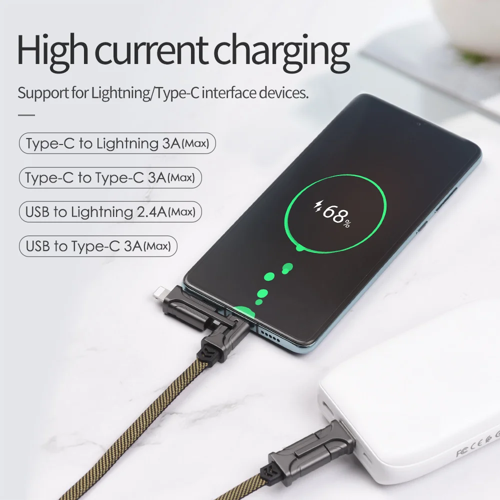 Кабель USB Type C HOCO 4 в 1 металлический кабель для быстрой зарядки PD 60 Вт провод Samsung