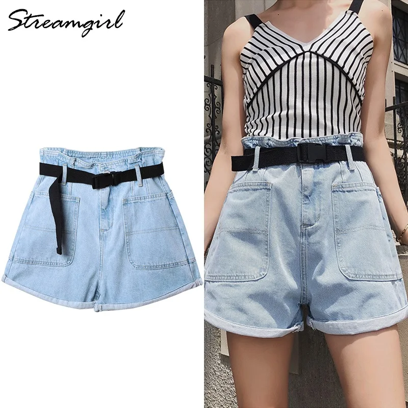 denim loose shorts