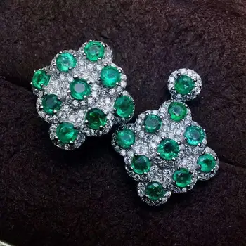 شراءريال الطبيعية الزمرد طقم مجوهرات الطبيعية ريال الزمرد 925 فضة 1 قطعة قلادة ، 1 قطعة خاتم