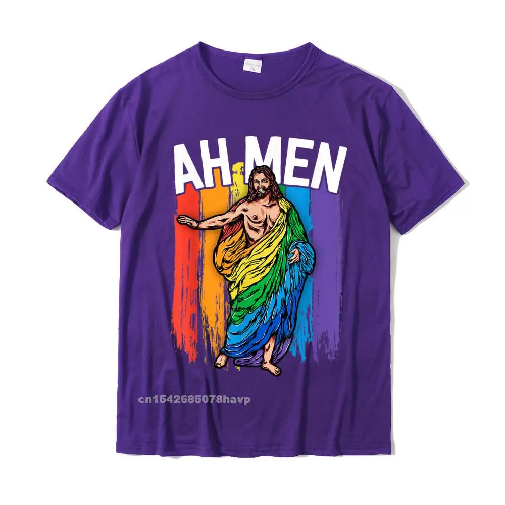 Summer Casual Fall 100% Cotton Crew Neck Adult Tees Custom Tops Tees Prevailing Short Sleeve T-Shirt Drop Shipping Ah Men Gay Jesus Shirt Funny LGBTQ Shirts Gifts Rainbow T-Shirt__1970. purple