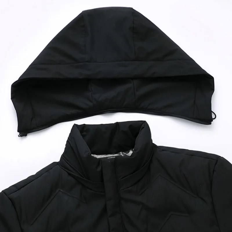 Модная мужская теплая зимняя куртка мужская парка с капюшоном простой дизайн практичная ветрозащитная молния высокое качество длинная парка 4XL 5XL