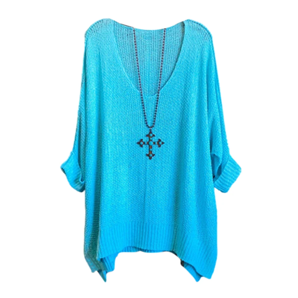 

Women Sweaters Long Sleeve V-neck Pullovers Solid Color Loose Knittedwear Sweaters Women Autumn Winter Clothes Casual Sweaters