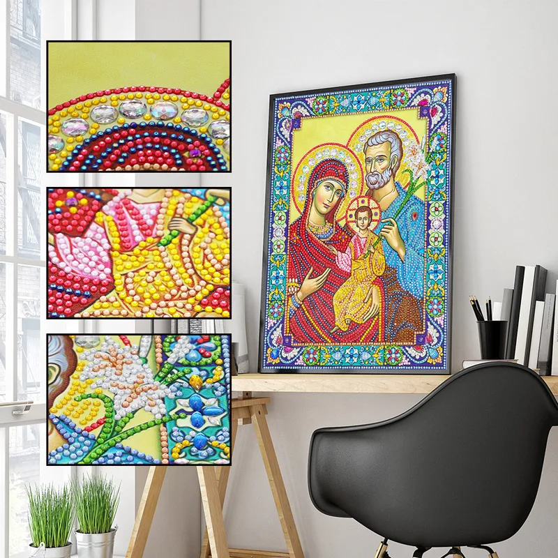 DIY 5D Diamond Mosaic Icon Speical Religion Diamond Embroidery Painting Big Bead Pearl Crystal Glass Sale (1)