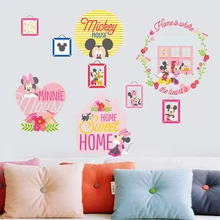 Cartoon Disney Mickey Minnie Mouse Sweet Home Wreath Wall Stickers For Kids Room Home Decor Bedroom Wall PVC Mural Art Wallpaper Cartoon Disney Mickey Minnie Mouse Sweet Home Wreath Wall Stickers For Kids Room Home Decor Bedroom Wall PVC Mural Art Wallpaper