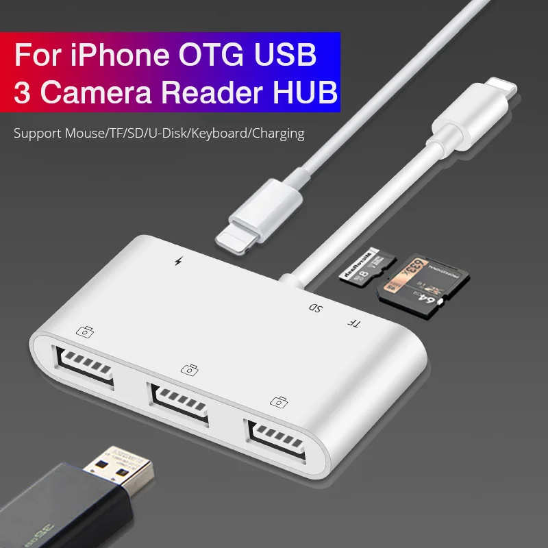 Multi Adattatore Otg Lightn-Ing Per Usb3 Audio Digitale Otg Av Macchina Fotografica Lettore Di Hub Collegato Usb Del Mouse U-Disco Macchina Fotografic