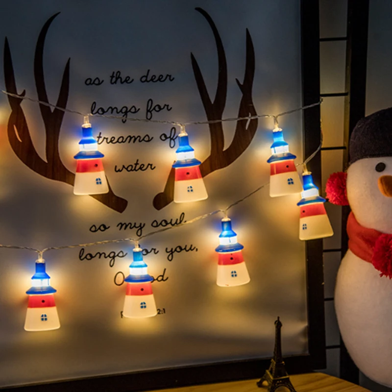 

Glow In The Dark Led Lights String Christmas halloween Lights Navy Wind Small Light House Light Room Bar Party Decoration Lights
