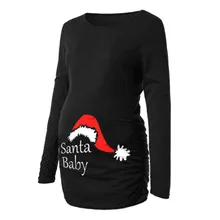 Топы для беременных женщин; коллекция года; рождественские футболки с принтом Санты для малышей; 2XL; подарки на год; Одежда для беременных