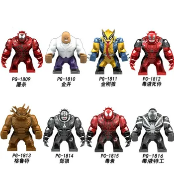 

Heroes Series Single Sale 7CM Big Size Wolverine Toxin Venom Deadpool Agent Kingpin Building Blocks Toy for children gift PG8139