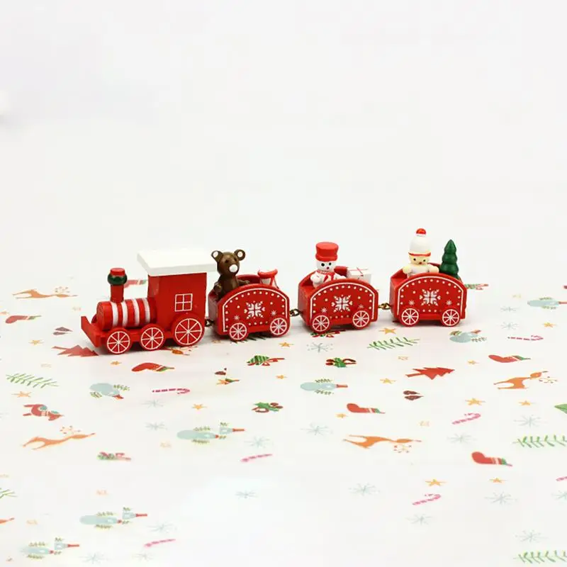 4 узла Рождественский поезд окрашенное деревянное Рождественское украшение для дома с Сантой дети игрушки для интерьера подарок на год
