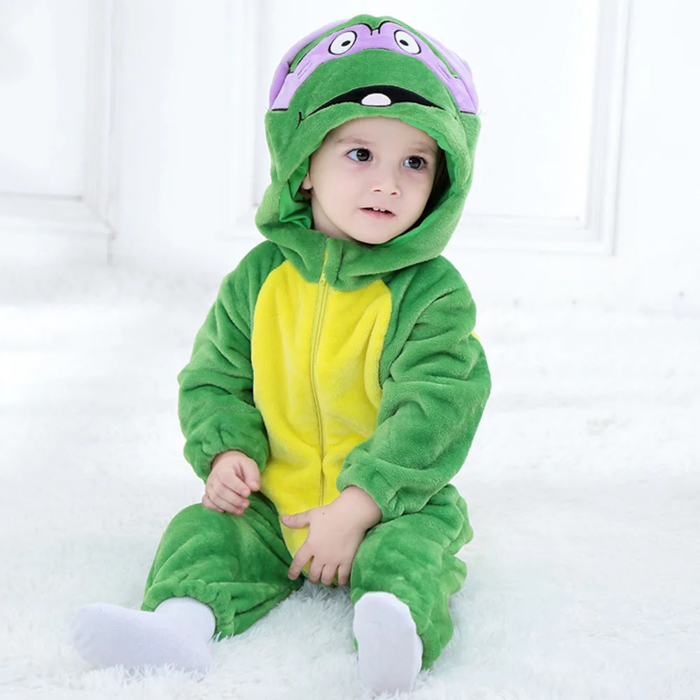 Green Kawaii Ninja/Одежда для новорожденных девочек; хлопковый комбинезон для маленьких мальчиков; детские комбинезоны; милый комбинезон для малышей; Kigurumis - Цвет: Green