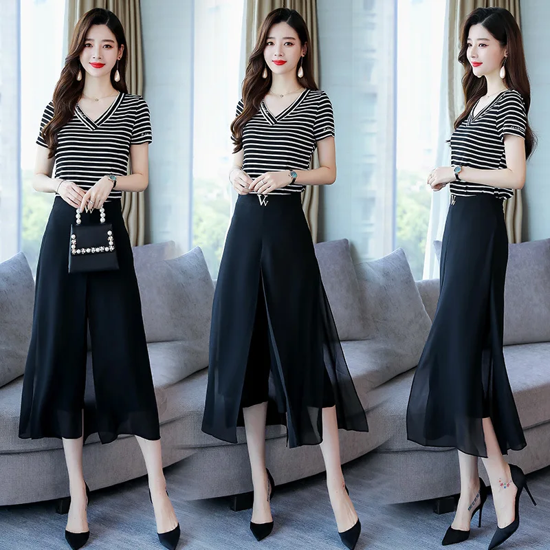 

Fashion Comfortable Simple Set Cool Mixed Colors Mid-length Short-sleeve Dress 2019 Summer