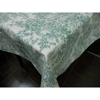 

Anti-Stain tablecloth Ref. Toile oof Jouy, Romantic Green finish Teflon®5 sizes