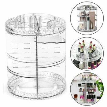 

Cosmetic Storage Box, Transparent Rotatable Storage Box Commodity Shelf for Cream Perfume Lipsticks