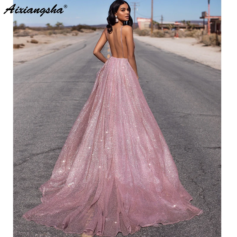 Gaun Prom Pink Blush Berkilau Gaun Prom 