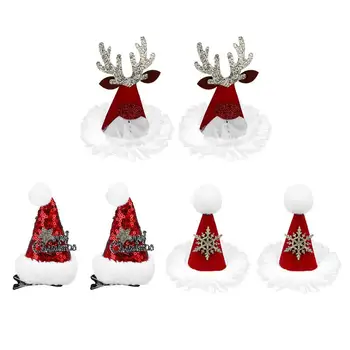 

6pcs Christmas Kids Hairpin Hat Design Hair Clip Performance Decorative Prop