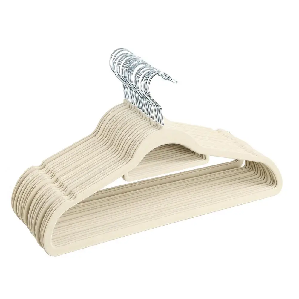 Ivory white 10 шт Флокирование поверхности Нескользящие экономии пространства вешалка для хранения шкафа - Цвет: Ivory white