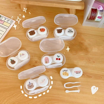 

Hot Sale Lovely Contact Lenses Case Colorful Bear Cartoon Portable Lenses Box Container For Women Eyes Care Tool Kit