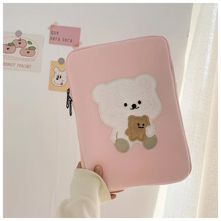 2020 Fashion korea Ins Bear 11inch tablet case cute cartoon sleeve case bag protection suit mac ipad pro 97 105 13 inch