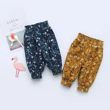 INS/новые стильные зимние детские брюки с цветочным рисунком двухслойные плотные повседневные штаны для мальчиков и девочек детские штаны с бархатом