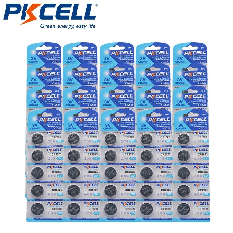 100 шт. * PKCELL CR2025 2025 DL2025 3 В литиевая батарея Кнопочная батарея|cell phone game controller|cell battery