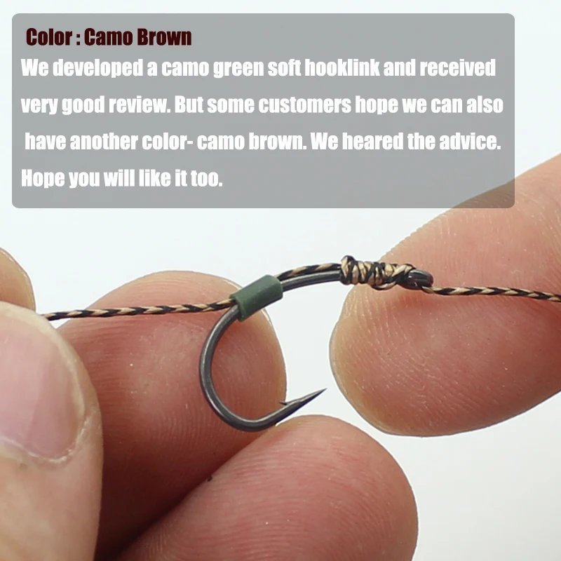 20m Carp Fishing Line Soft Hook Link Uncoated Braid Line Camo Brown Hooklink for Hair Rig 15 25 35LB Carp Coarse Fishing Tackle 4
