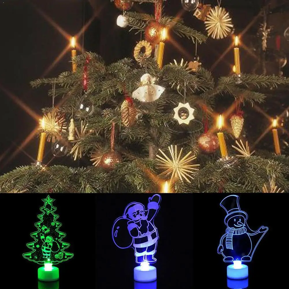 

Led Colorful Changing Fiber Acrylic Christmas Tree Party Glowing Home Night Claus Snowman Decor Light Gift Santa Charm Tabl B5Y1