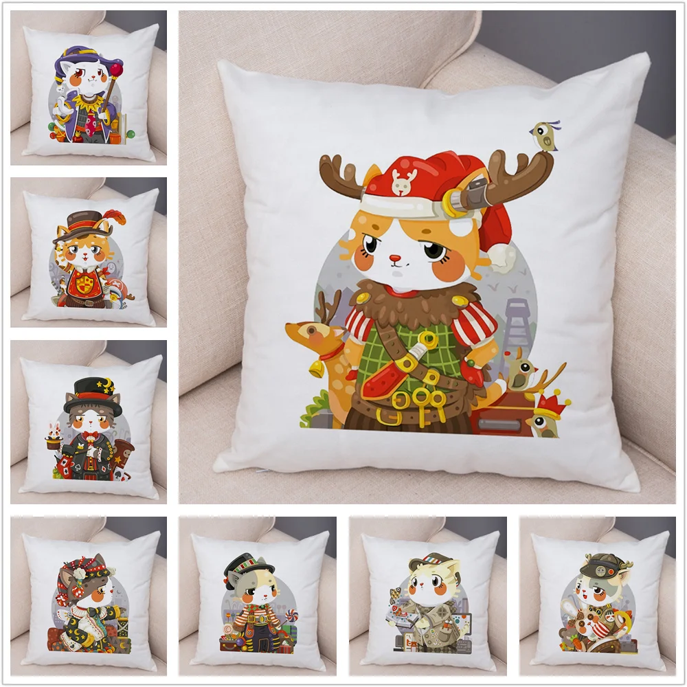 Cute Cartoon Cat Worker Job Pillowcase for Sofa Home Car Decor Pet Animal Cushion Cover Super Soft Short Plush Pillow case | Дом и сад