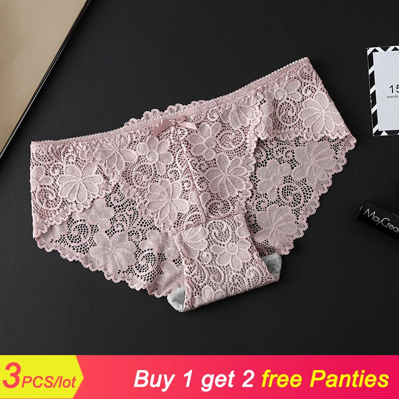

DERUILADY Underwear Women Sexy Low Rise Seamless Panties Comfort Cotton Bottom Cute Lingerie Briefs Lace Floral Sexy Panties