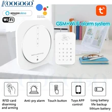 Système d'alarme de sécurité domestique sans fil, wi fi, GSM, 433MHz, avec application Tuya, clavier tactile, détecteur PIR, sirène stroboscopique, compatible avec Alexa et Google 