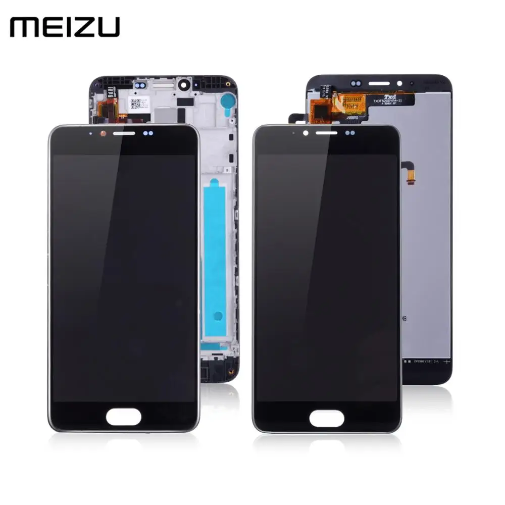 Дешево Дисплей для MEIZU M5 M611H LCD в сборе с тачскрином на рамке Оригинал 5.2 черный белый
