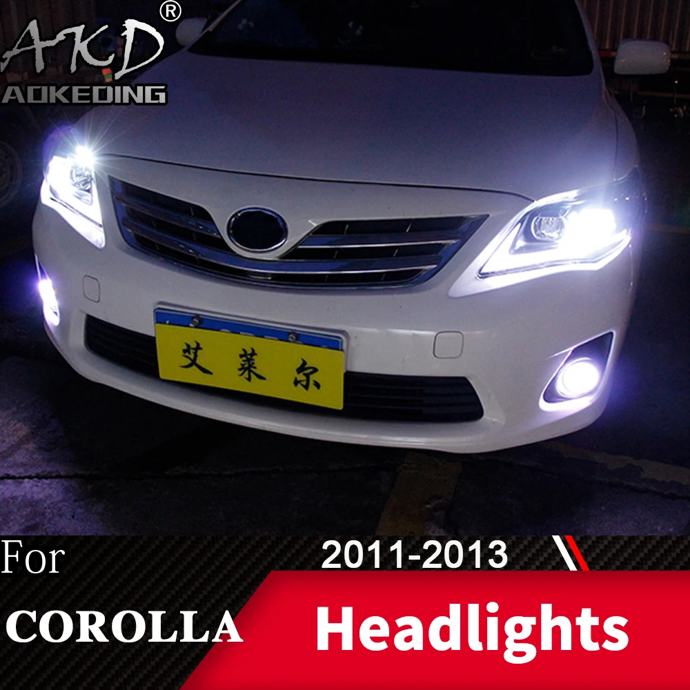 Фара для автомобиля Toyota Corolla 2011-2013 Altis головной светильник s противотуманный светильник s дневной ходовой светильник DRL H7 светодиодный Биксеноновая лампа автомобильные аксессуары