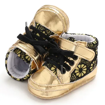 

Baby Girls Autumn Winter First Walkers PU Patchwork Shoes Soft Home Walking Crib Toddler Non-slip First Walkers Sports Sneakers