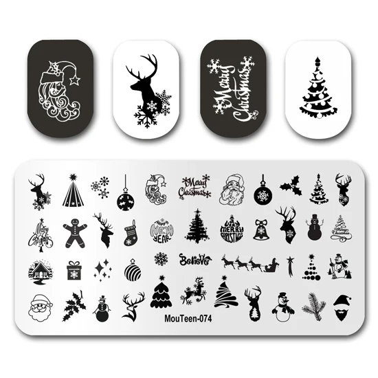 Nail Art Stamp MouTeen173 New Year Christmas Day Nail Plates Stamp Manicure Set For Nail Art Stamping 3
