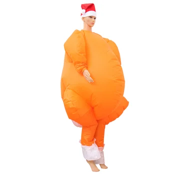 

1 Set Thanksgiving Turkey Inflatable Costume Holiday Party Performance Suit - Free Size (Clothing Hat Blower Battery Box No Batt