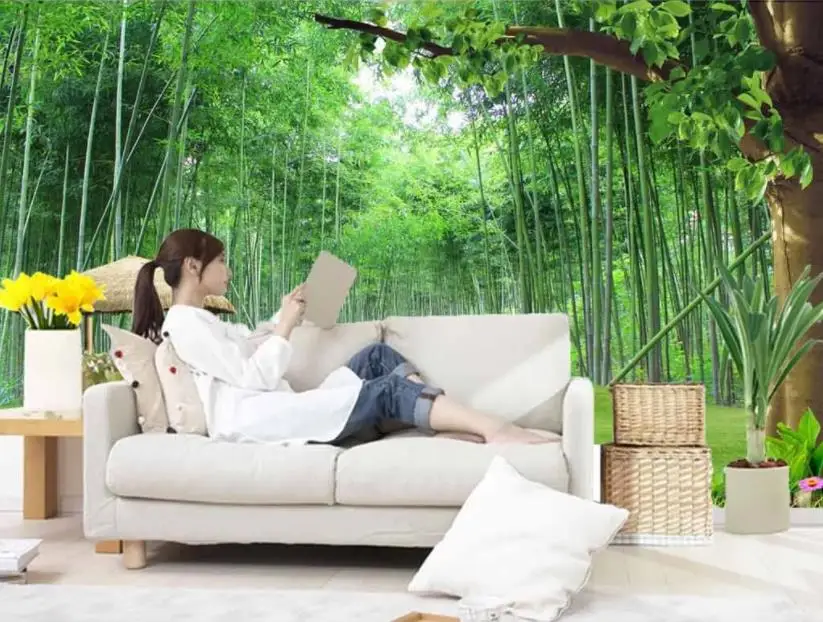 Обои для 3d гостиной, спальни, бамбуковый лесной пейзаж, заказной walpaper 3d