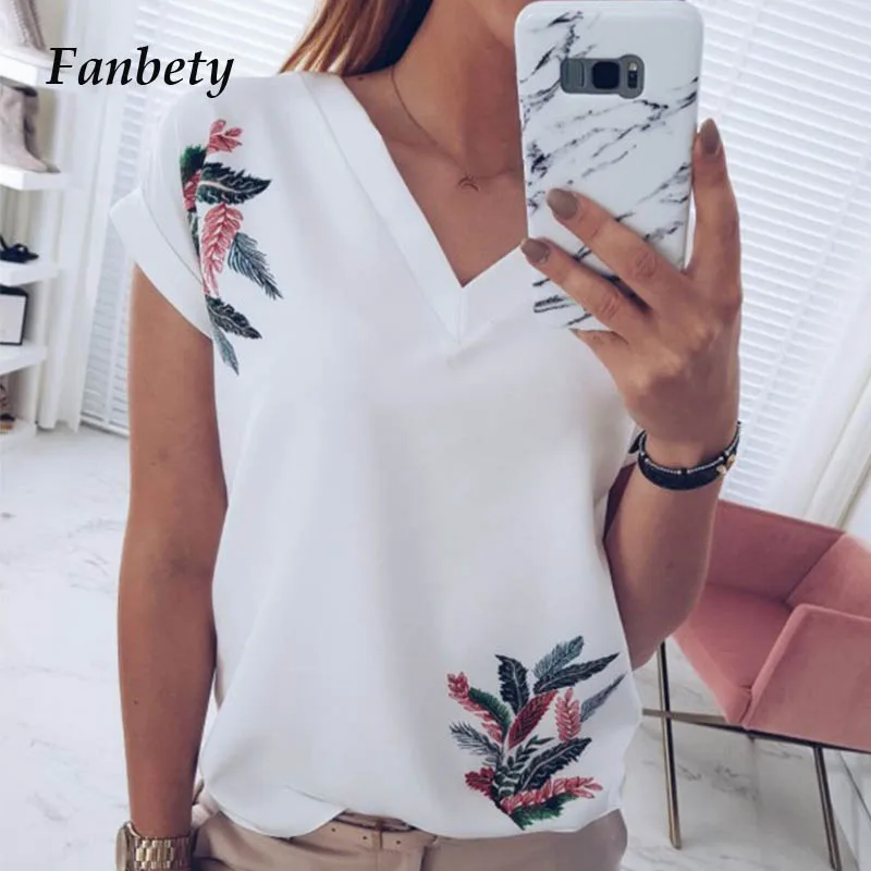 

Women Spring Digital Printed blouse tops Lady casual Short Sleeve pullovers Female Summer sexy V neck Blusas shirts dropshipping