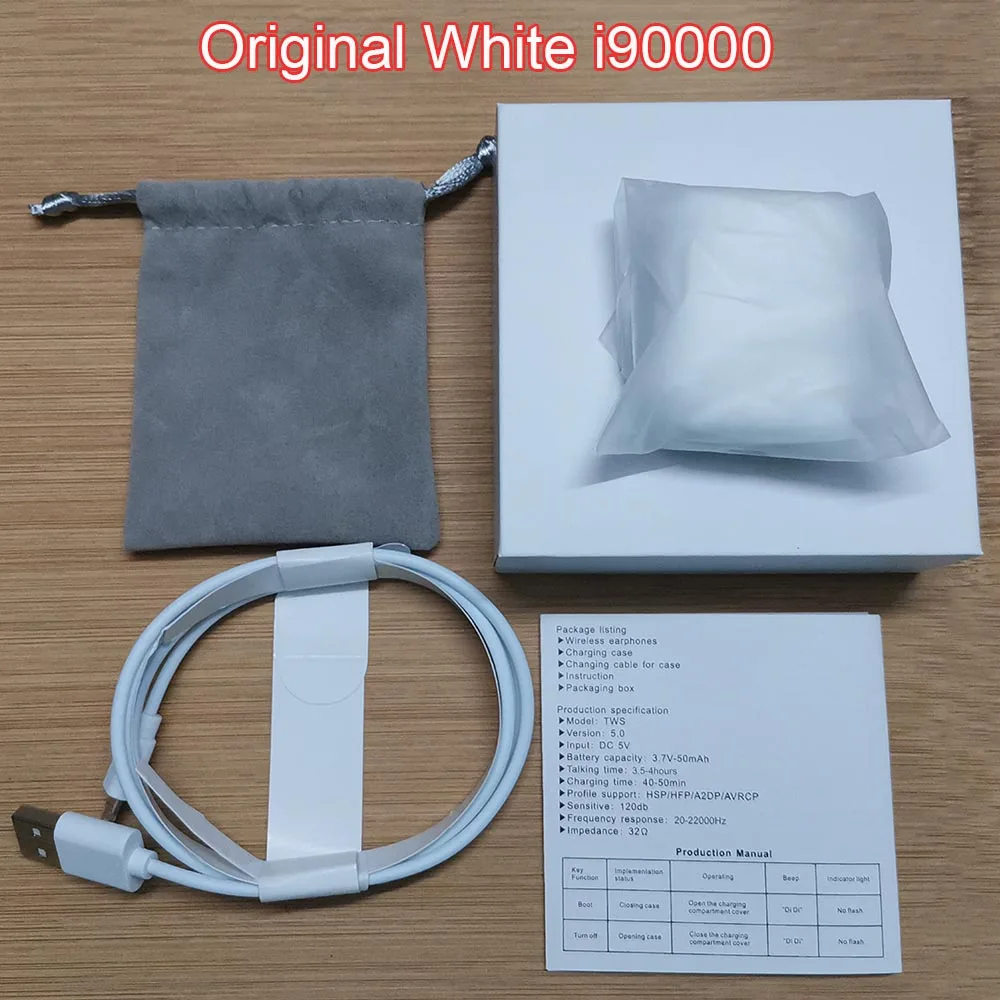 I90000 Tws Arie 2 умные сенсорные беспроводные bluetooth-наушники с сменным именем 8D Super Bass для iphone11 PK i30 i9000 i5000 i50000 TWS - Цвет: White