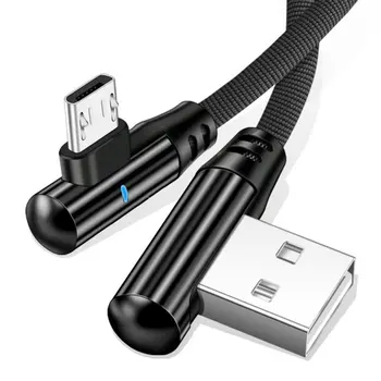 

90 Degree Elbow Fast Filling Woven Nylon Data Cable Micro Usb Type-C For Apple Interface Charging Cable